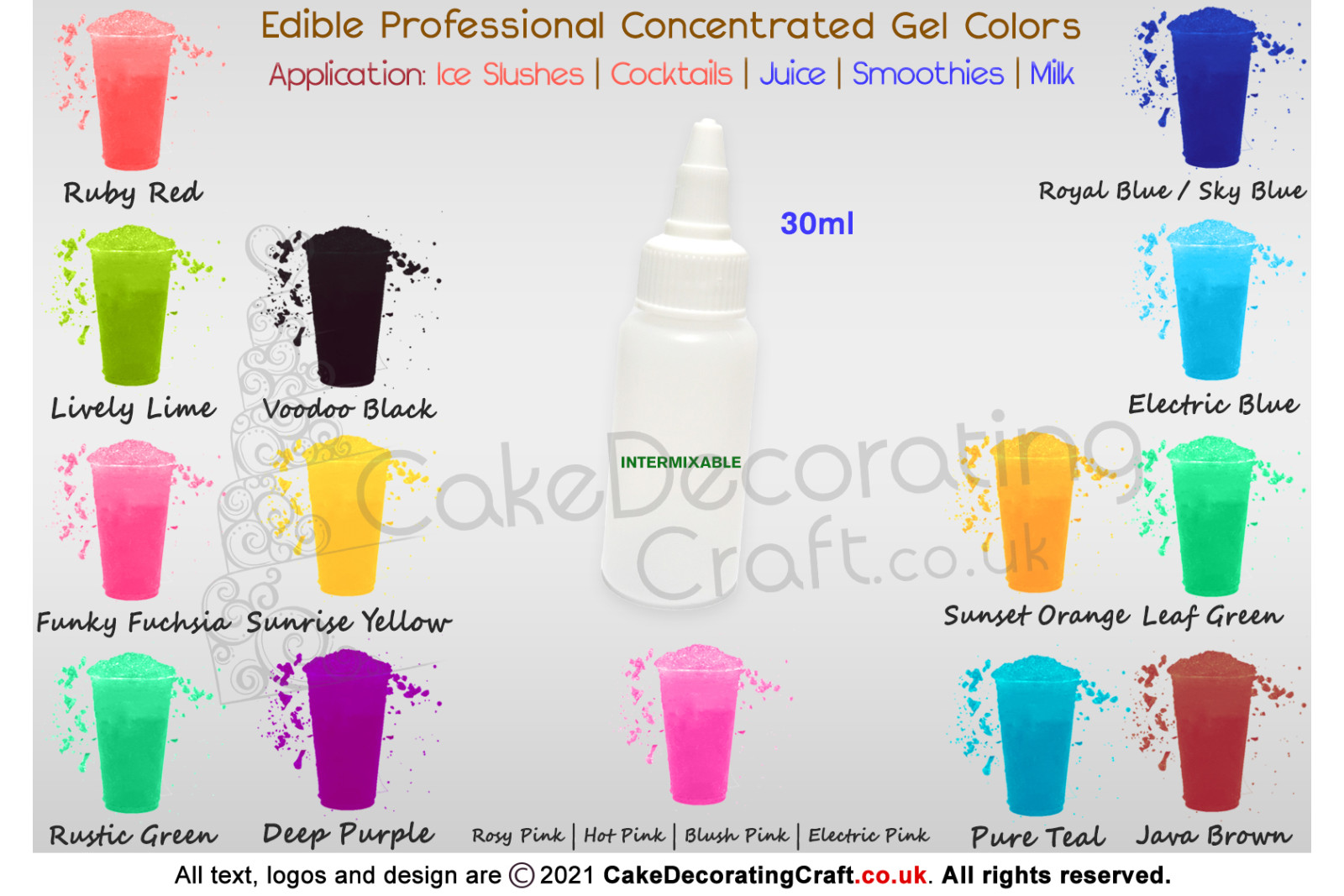 Ice Slush Mocktails Cocktail Drinks Fun Pro Gel Food Colour Edible Concentrated